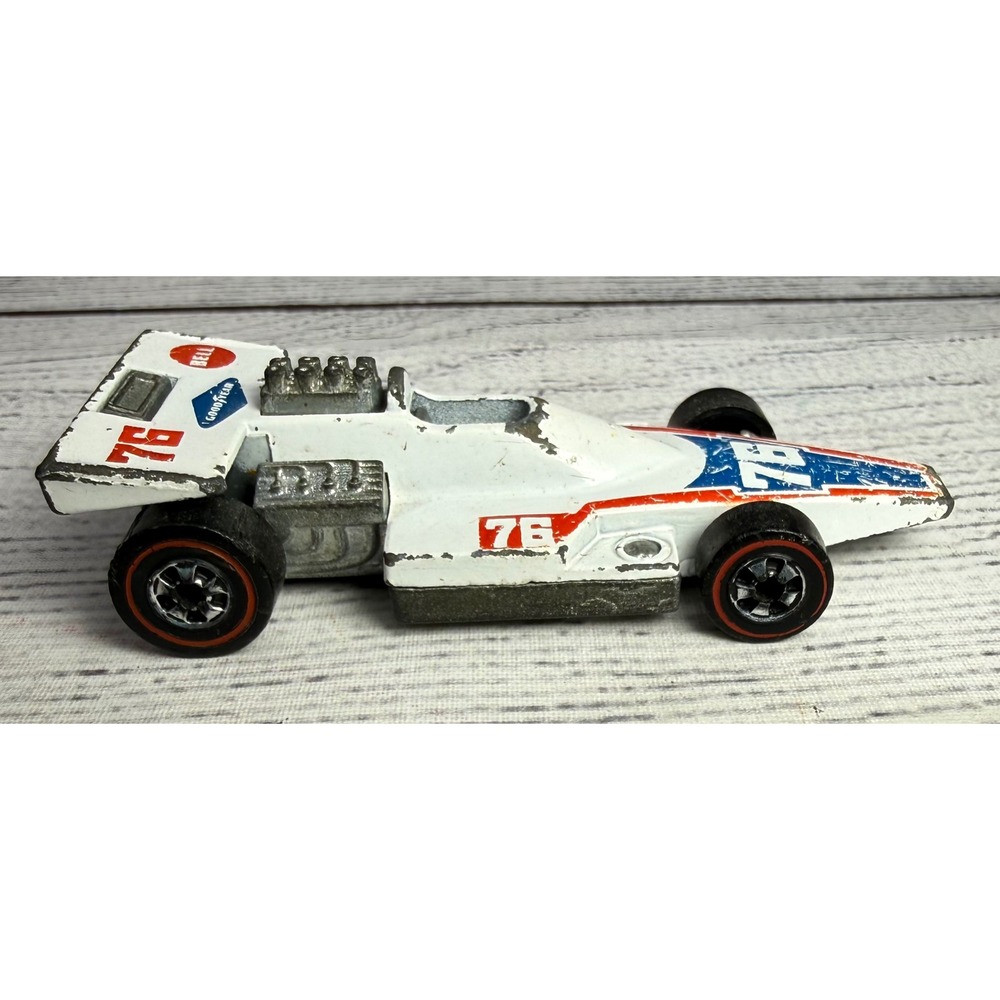Vintage 1975 Hot Wheels Formula 5000 Redline‎ White Race Car 76 Mattel Hong Kong